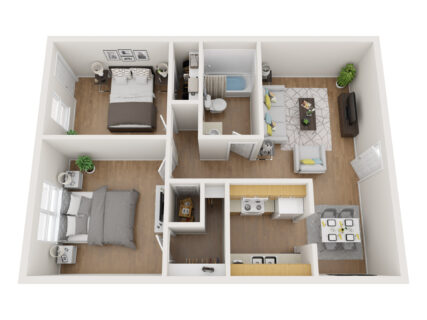 2 Bed / 1 Bath / 840 sq ft / Availability: Please Call / Deposit: $300+ / Rent: $915